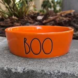 Rae Dunn Glossy Orange BOO Cat Bowl